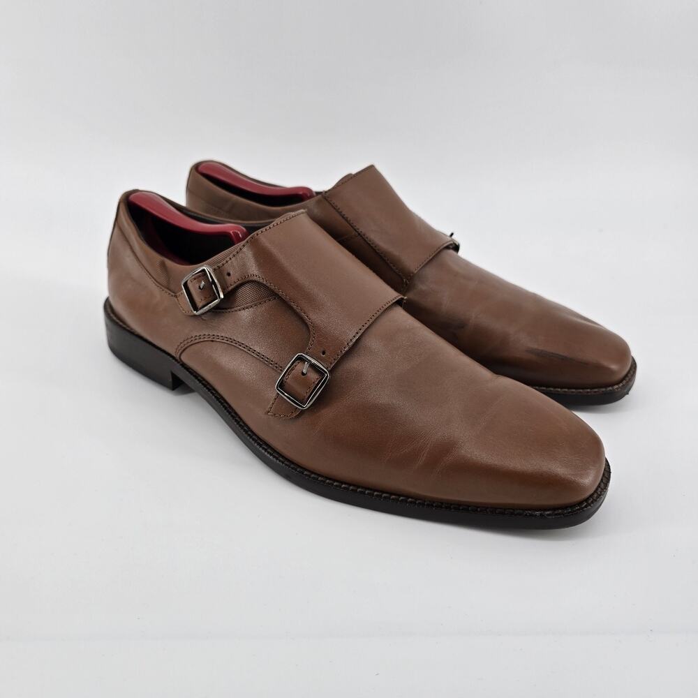 Johnston & Murphy Men’s Double Monk Strap Dress Shoes Brown Leather Cap Toe 11M
